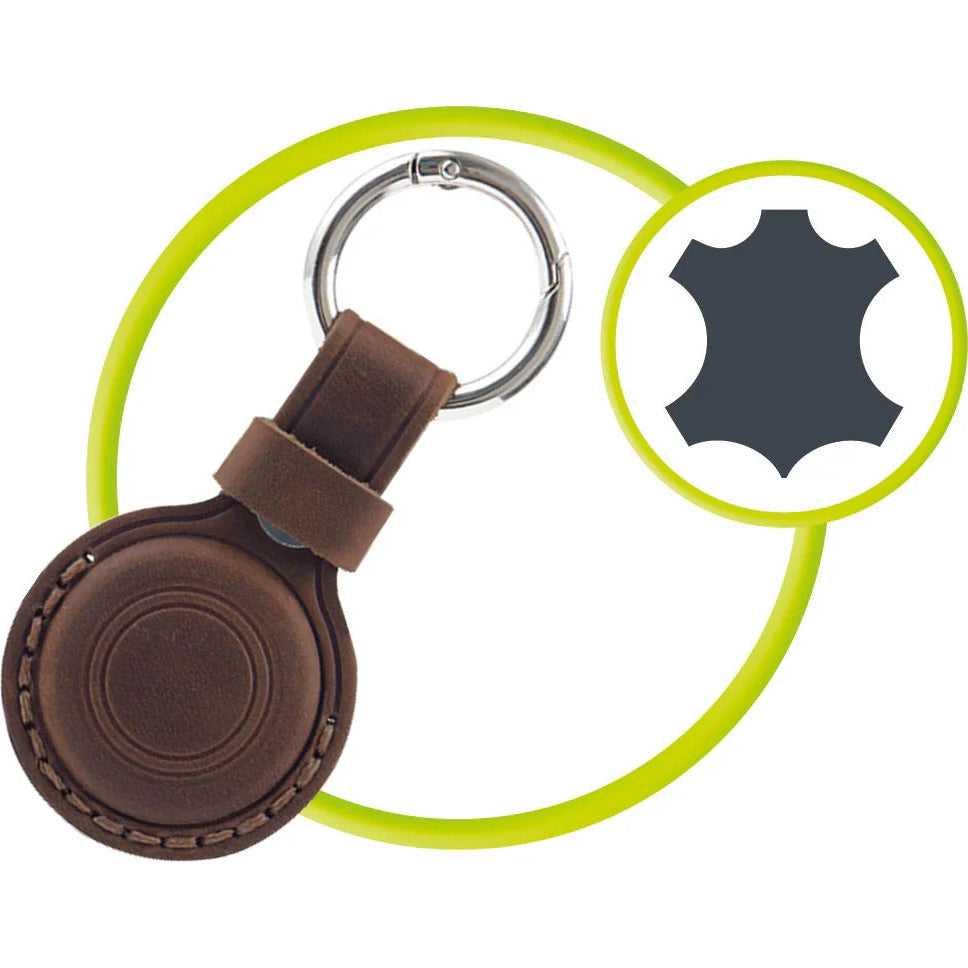 AirTag Leder-Schlüsselanhänger für Apple AirTag, Mobile Origin AirTag Leather Keychain A7, Braun
