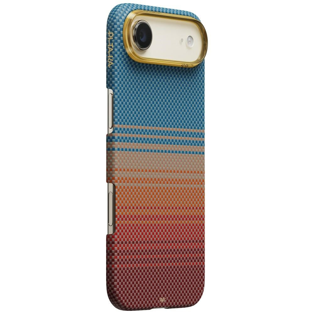 Aramid Handyhülle für iPhone Air, PITAKA Edge Case mit MagSafe, Orange und Blau mit Kevlar (1/6)