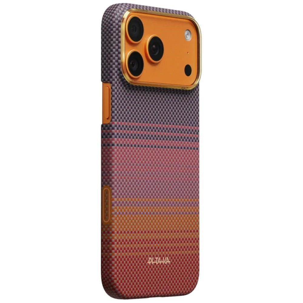 Aramid Handyhülle für iPhone 17 Pro Max, PITAKA Edge Ultra-Slim Case PitaTap mit MagSafe, Lila und Rosa mit Kevlar (1/6)