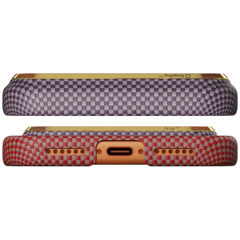 Aramid Handyhülle für iPhone 17 Pro Max, PITAKA Edge Ultra-Slim Case PitaTap mit MagSafe, Lila und Rosa mit Kevlar (4/6)