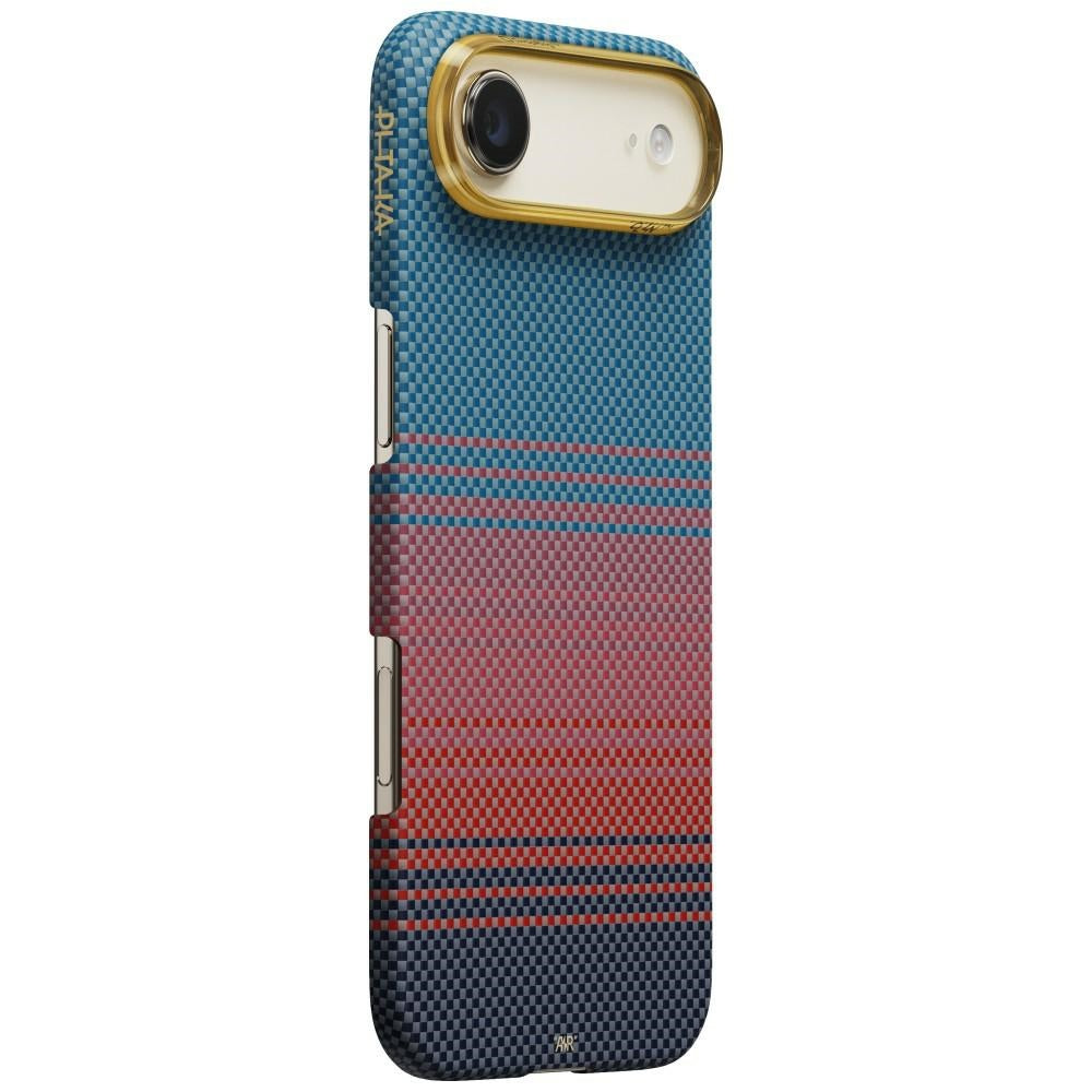 Aramid Handyhülle für iPhone Air, PITAKA Edge Case mit MagSafe, Blau und Burgund mit Kevlar (1/6)