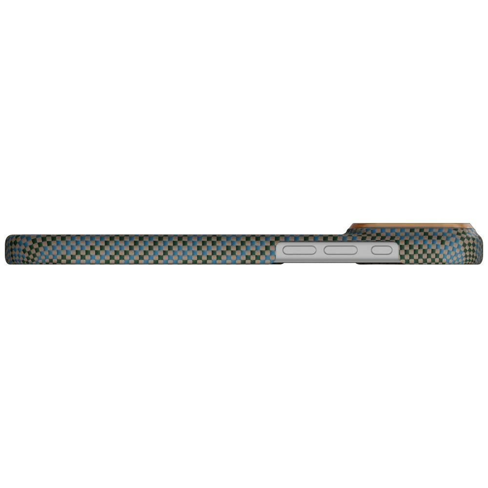 Aramid Handyhülle für iPhone 17 Pro Max, PITAKA Edge Ultra-Slim Case PitaTap mit MagSafe, Braun und Grün mit Muster (7/7)