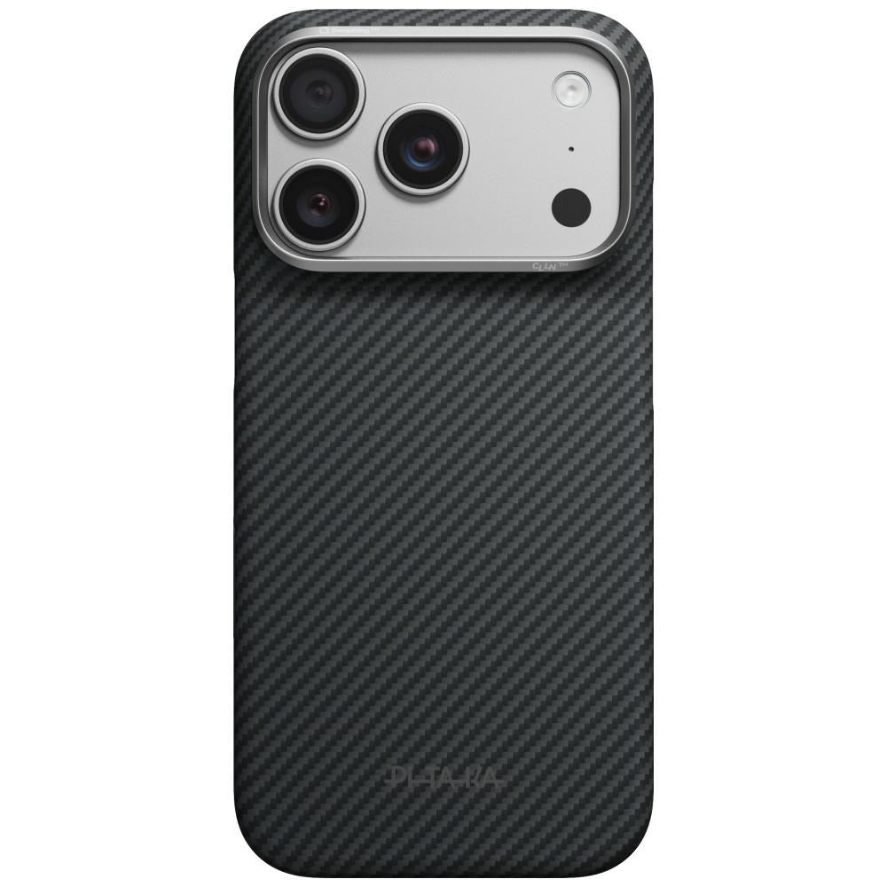 Aramid Handyhülle für iPhone 18 Pro / 17 Pro, PITAKA Ultra-Slim Case mit MagSafe, Schwarz-Grau (1/5)