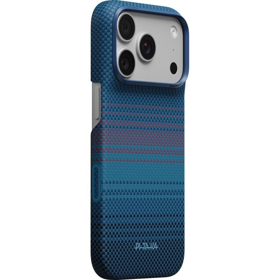 Aramid Handyhülle für iPhone 18 Pro / 17 Pro, PITAKA Ultra-Slim Case mit MagSafe, Blau mit Kevlar (1/14)
