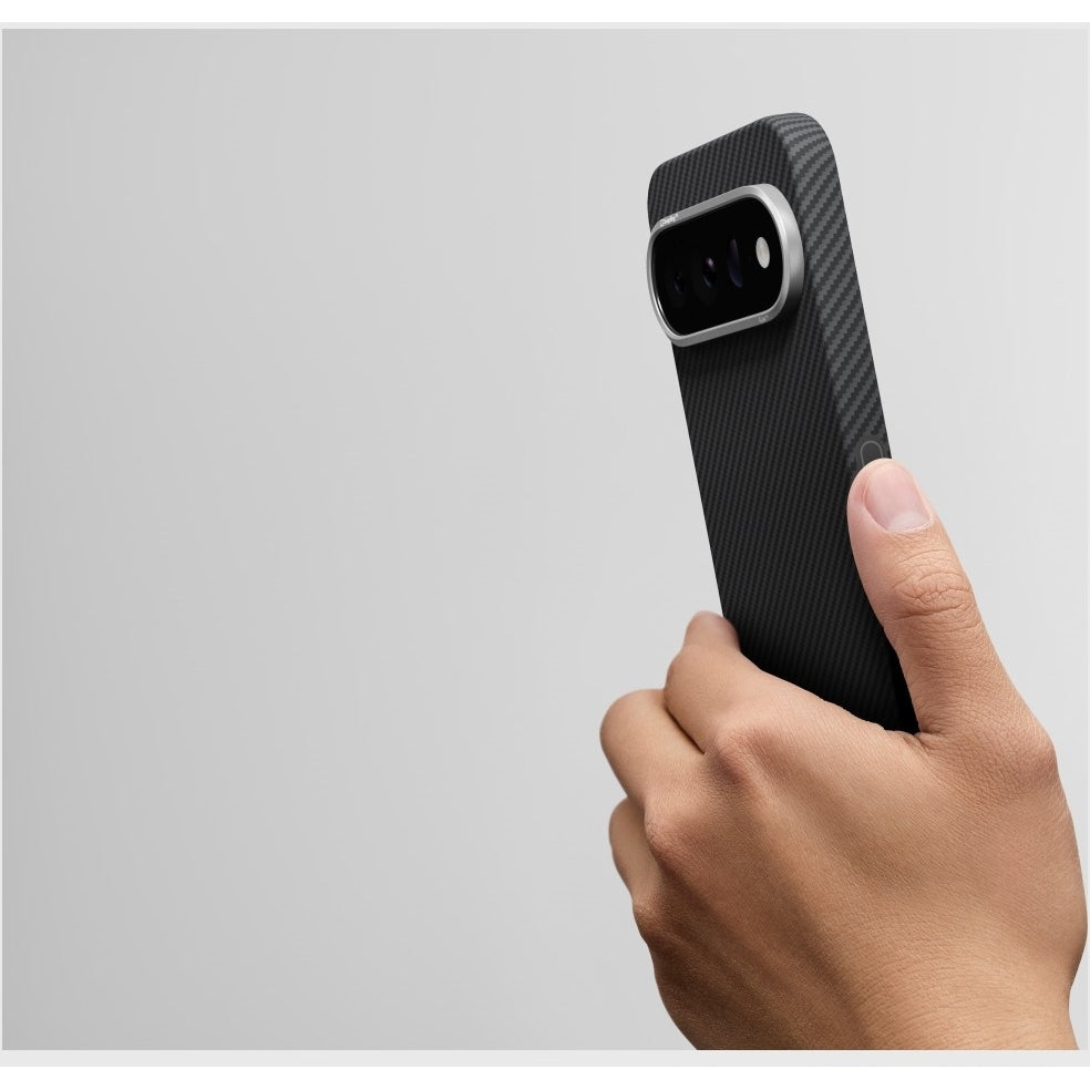 Aramid Handyhülle für Google Pixel 11 Pro, PITAKA Ultra-Slim Case mit MagSafe, Schwarz-Grau (4/4)