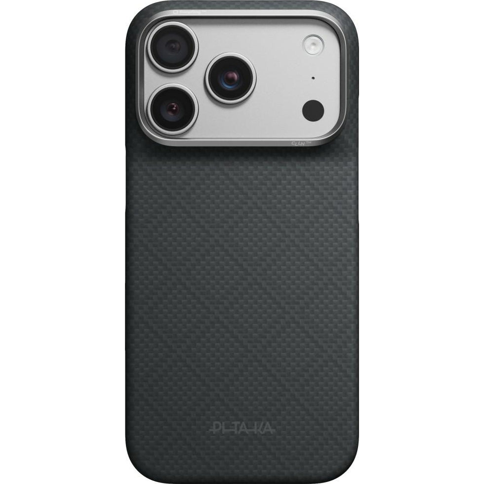Aramid Handyhülle für iPhone 18 Pro / 17 Pro, PITAKA Edge Ultra-Slim Case PitaTap mit MagSafe, Schwarz und Grau mit Rautenmuster (1/9)
