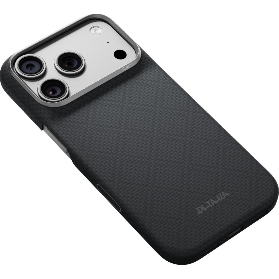 Aramid Handyhülle für iPhone 18 Pro / 17 Pro, PITAKA Edge Ultra-Slim Case PitaTap mit MagSafe, Schwarz und Grau mit Rautenmuster (4/9)