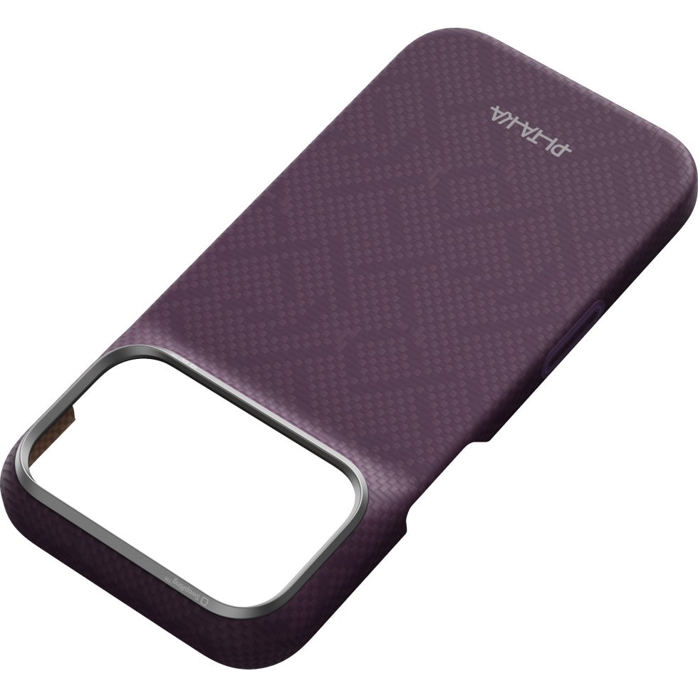 Aramid Handyhülle für iPhone 18 Pro / 17 Pro, PITAKA Edge Ultra-Slim Case PitaTap mit MagSafe, Violett mit Monogramm (3/7)