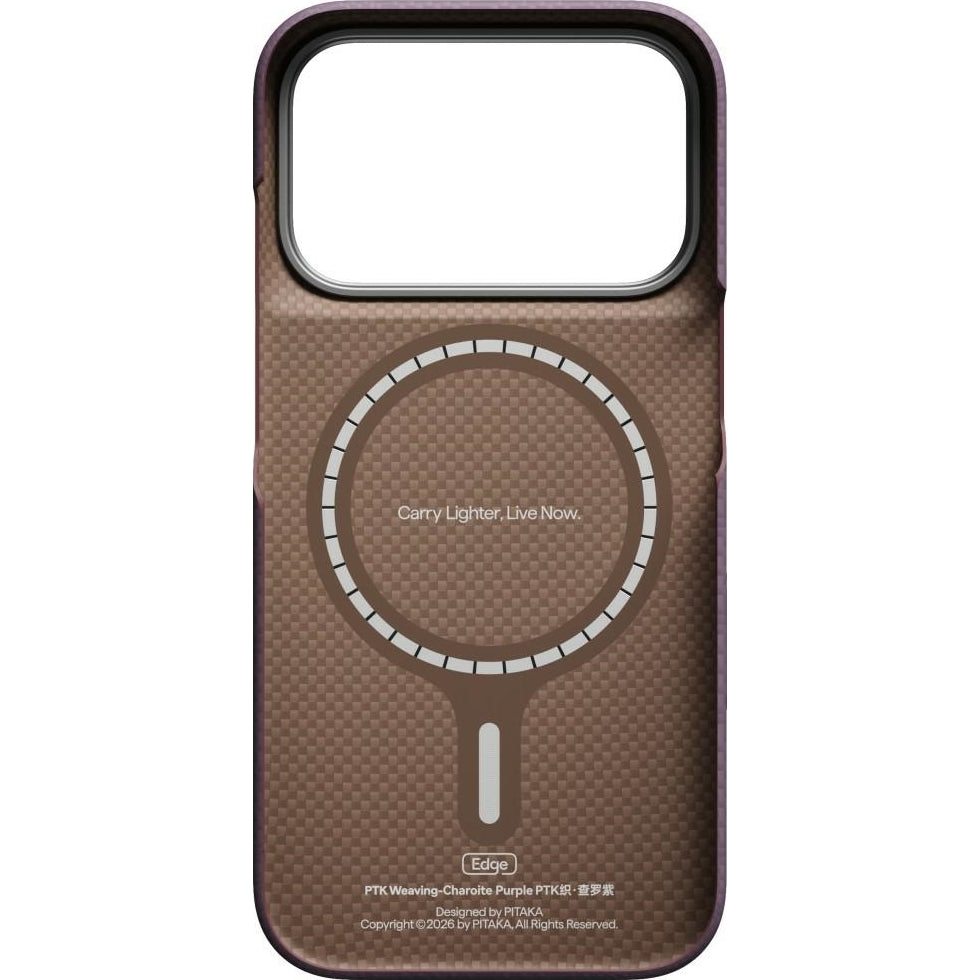 Aramid Handyhülle für iPhone 18 Pro / 17 Pro, PITAKA Edge Ultra-Slim Case PitaTap mit MagSafe, Violett mit Monogramm (4/7)