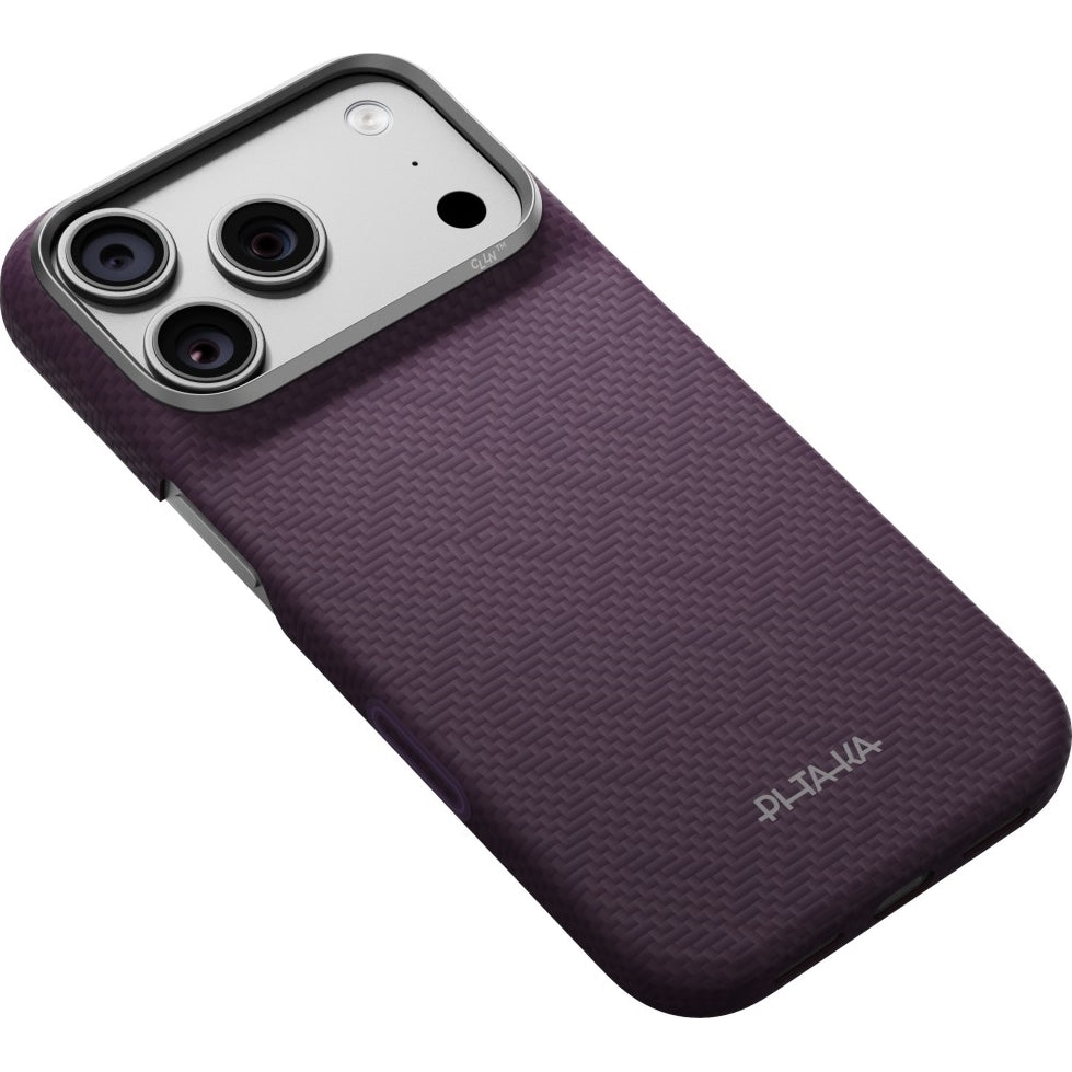 Aramid Handyhülle für iPhone 18 Pro / 17 Pro, PITAKA Edge Ultra-Slim Case PitaTap mit MagSafe, Violett mit Monogramm (5/7)