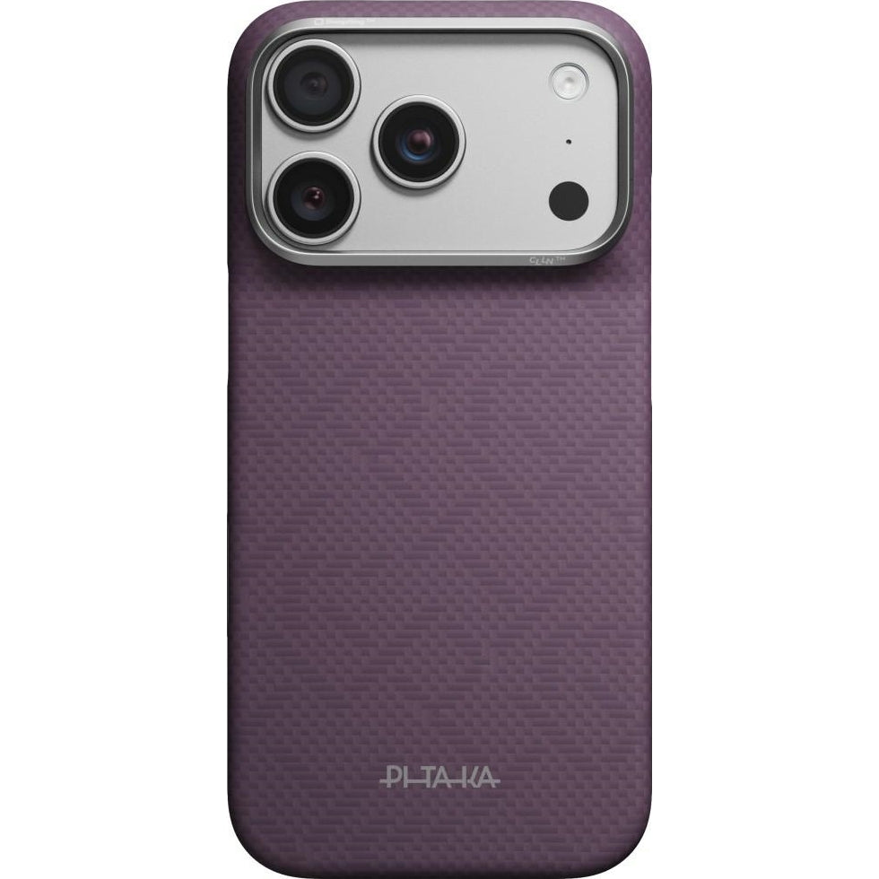 Aramid Handyhülle für iPhone 18 Pro / 17 Pro, PITAKA Edge Ultra-Slim Case PitaTap mit MagSafe, Violett mit Monogramm (1/7)