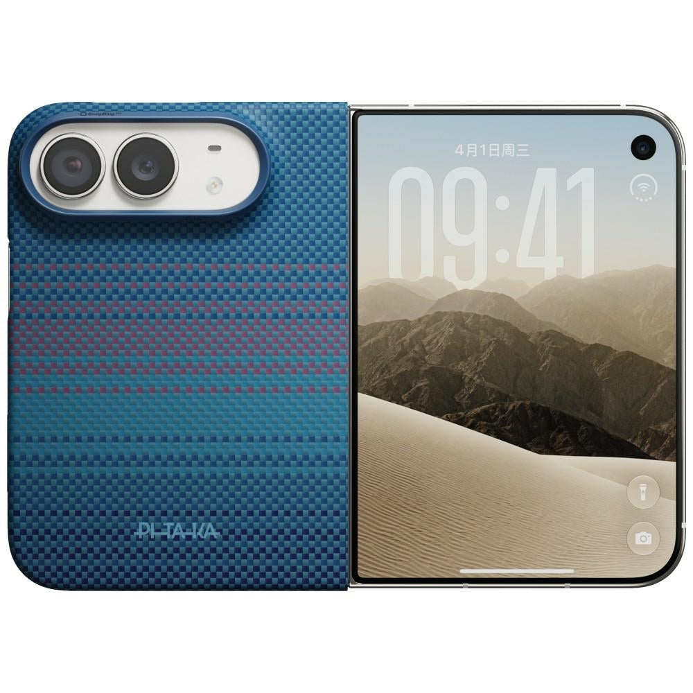 Aramid Handyhülle für iPhone Duo, PITAKA Edge Ultra-Slim Case PitaTap mit MagSafe, Blau und Rot mit Kevlar (13/13)