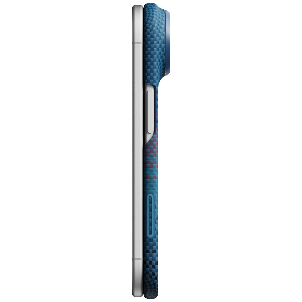 Aramid Handyhülle für iPhone Duo, PITAKA Edge Ultra-Slim Case PitaTap mit MagSafe, Blau und Rot mit Kevlar (7/13)