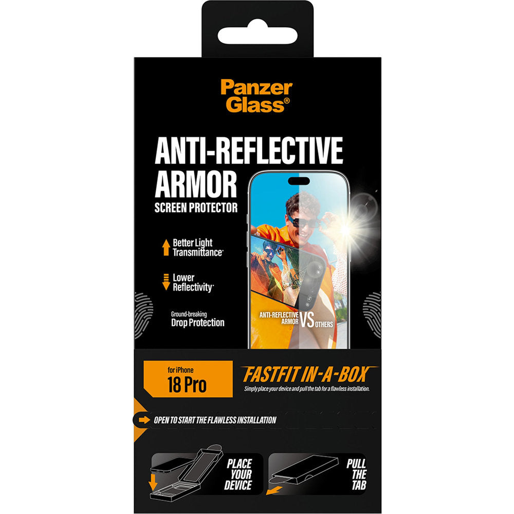 Gehärtetes Glas für iPhone 18 Pro, PanzerGlass Anti-reflective Armor Screen Protector mit Applikator FastFit (3/6)