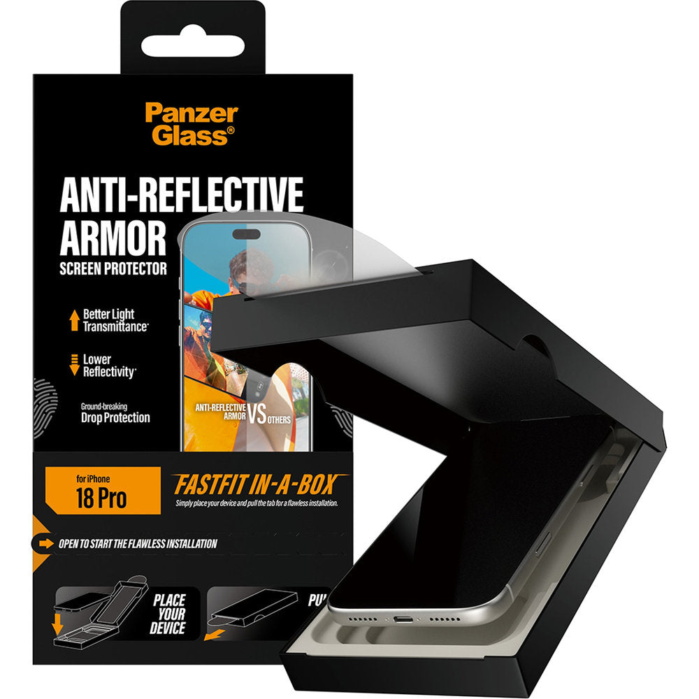 Gehärtetes Glas für iPhone 18 Pro, PanzerGlass Anti-reflective Armor Screen Protector mit Applikator FastFit (5/6)