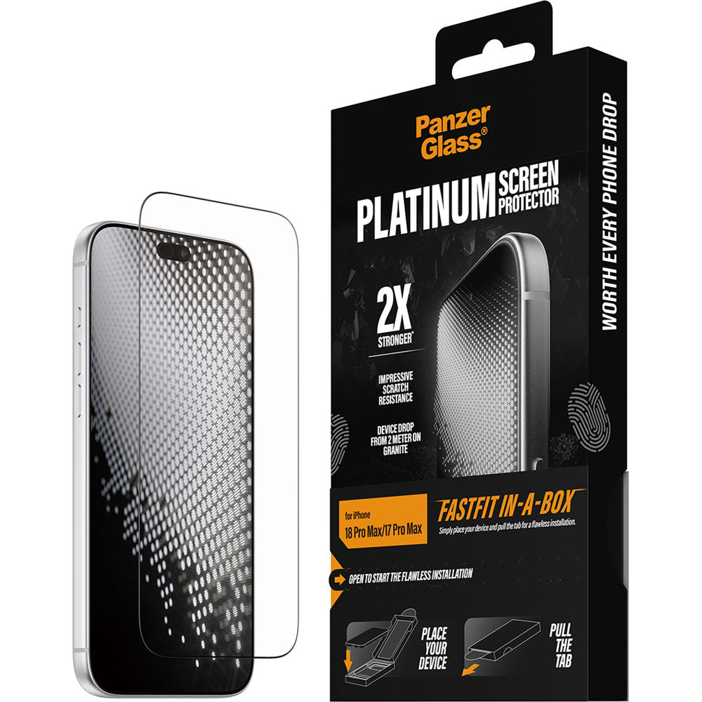 Gehärtetes Glas für iPhone 18 Pro Max / 17 Pro Max, PanzerGlass Platinum Screen Protector mit FastFit-Applikator (6/6)