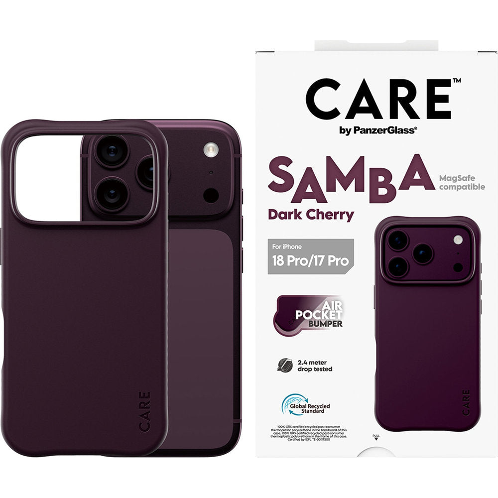 Handyhülle für iPhone 18 Pro / 17 Pro, CARE by PanzerGlass Samba Case mit MagSafe, Kirschrot (2/6)