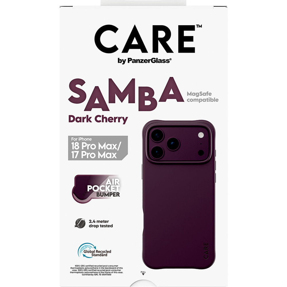 Handyhülle für iPhone 18 Pro Max / 17 Pro Max, CARE by PanzerGlass Samba Case mit MagSafe, Kirschrot (3/6)