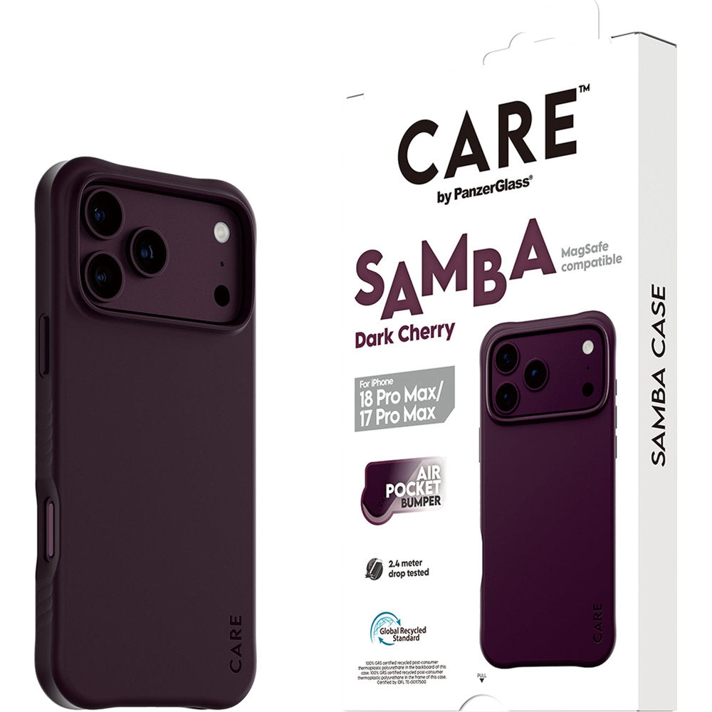 Handyhülle für iPhone 18 Pro Max / 17 Pro Max, CARE by PanzerGlass Samba Case mit MagSafe, Kirschrot (6/6)