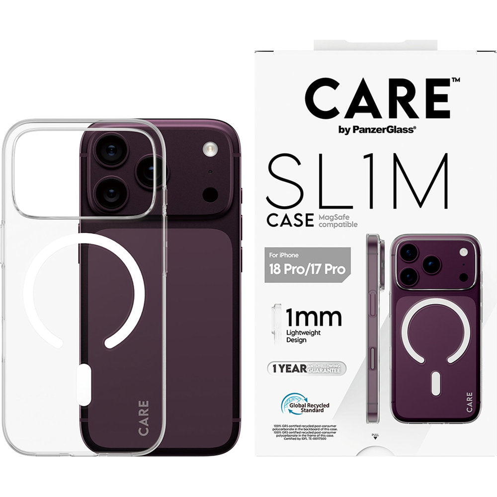 Handyhülle für iPhone 18 Pro / 17 Pro, CARE by PanzerGlass SL1M mit MagSafe, Transparent (2/6)