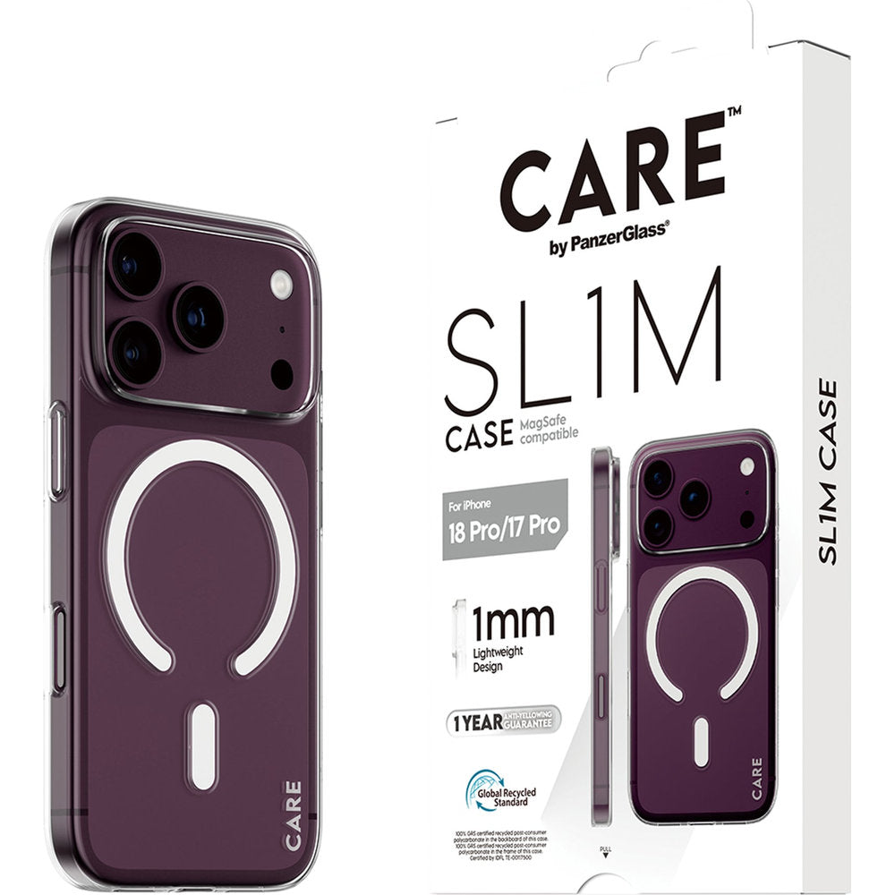 Handyhülle für iPhone 18 Pro / 17 Pro, CARE by PanzerGlass SL1M mit MagSafe, Transparent (6/6)