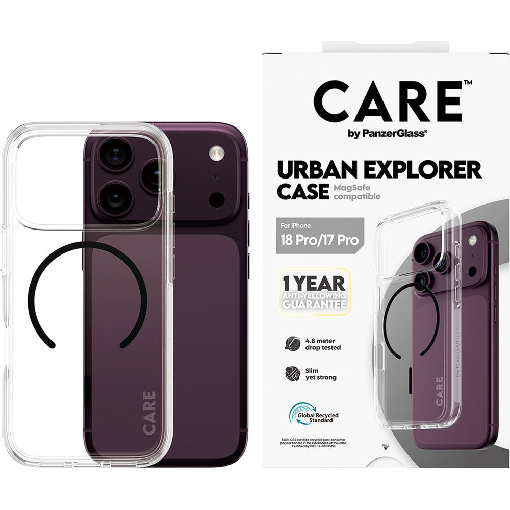 Handyhülle für iPhone 18 Pro / 17 Pro, CARE by PanzerGlass Urban Explorer Case mit MagSafe, Transparent-Schwarz (2/6)