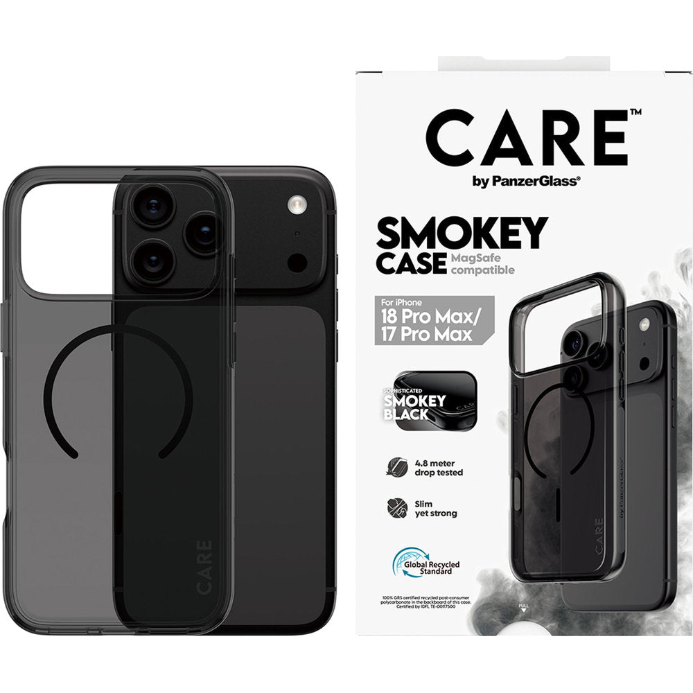 Handyhülle für iPhone 18 Pro Max / 17 Pro Max, CARE by PanzerGlass Smokey Case mit MagSafe, Rauchschwarz (2/6)