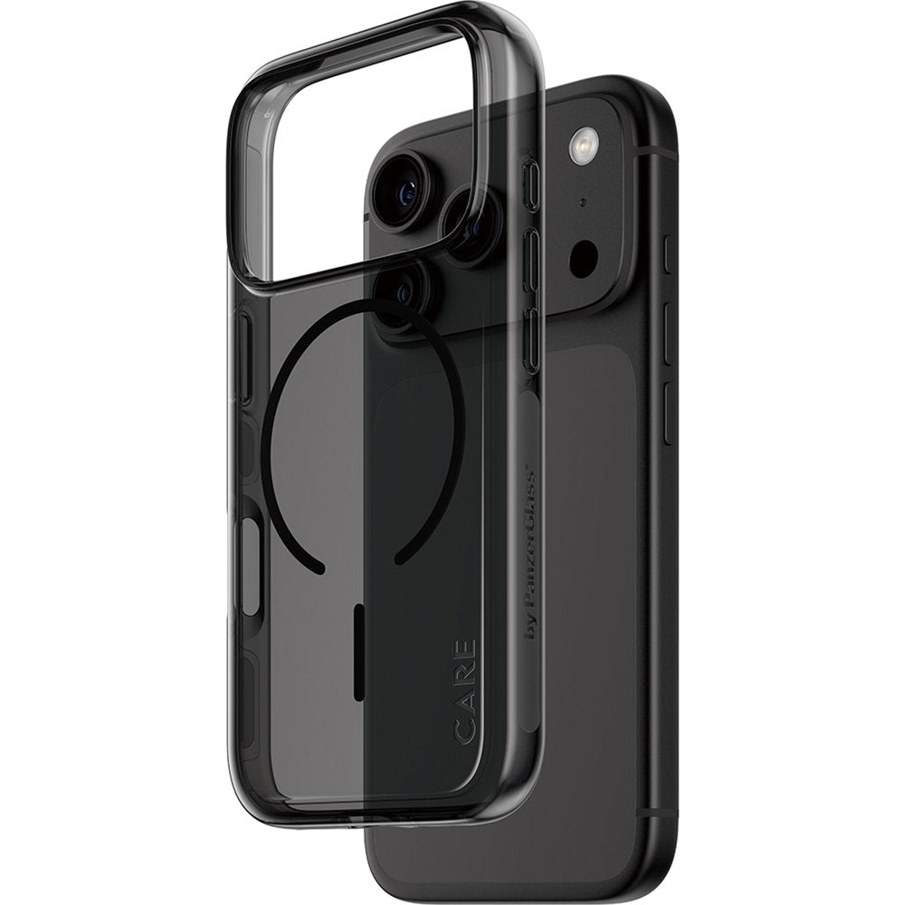 Handyhülle für iPhone 18 Pro / 17 Pro, CARE by PanzerGlass Smokey Case mit MagSafe, Rauchschwarz (1/6)