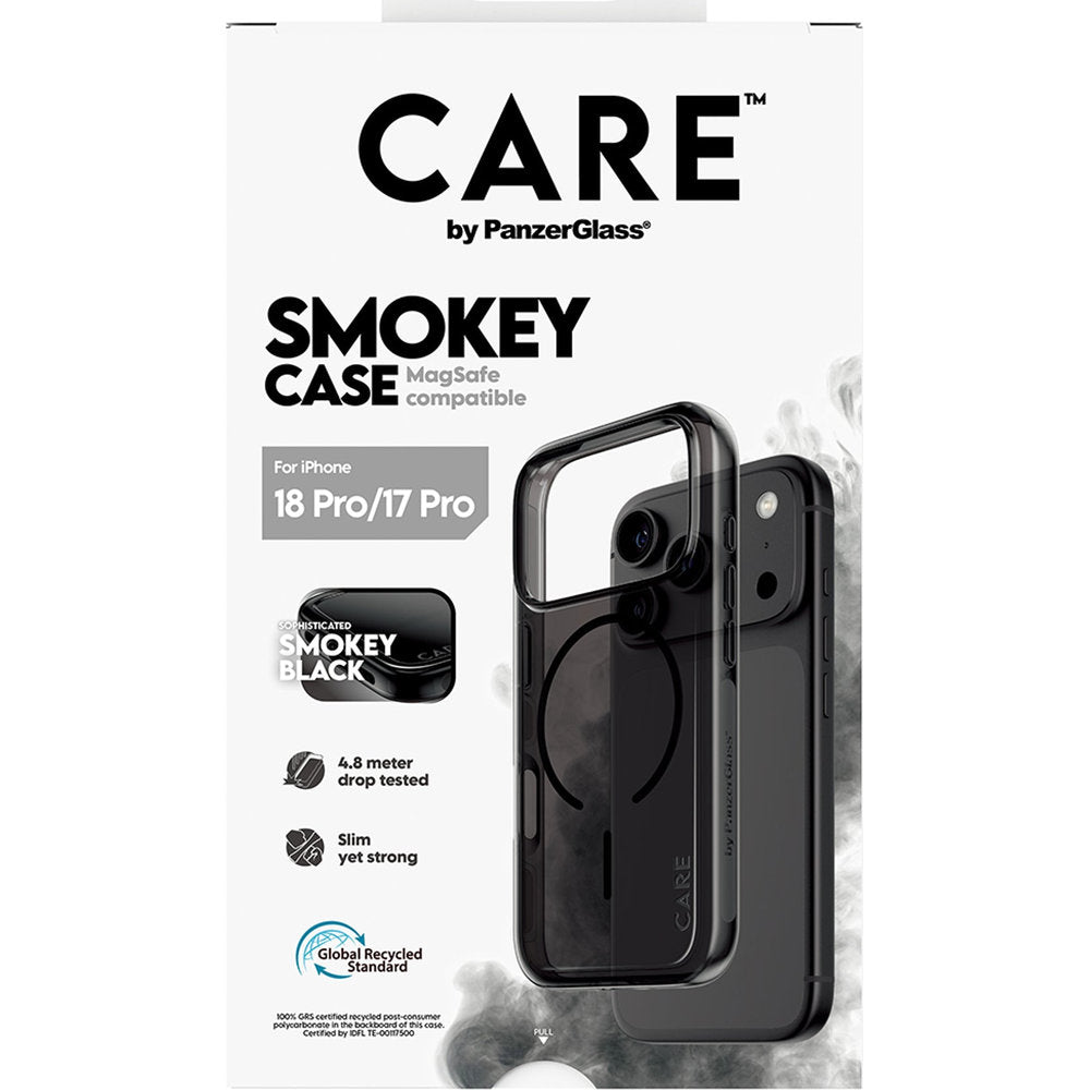 Handyhülle für iPhone 18 Pro / 17 Pro, CARE by PanzerGlass Smokey Case mit MagSafe, Rauchschwarz (3/6)