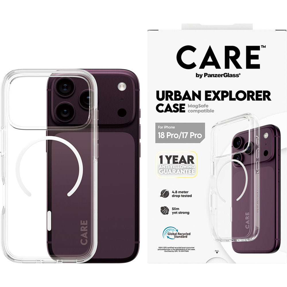 Handyhülle für iPhone 18 Pro / 17 Pro, CARE by PanzerGlass Urban Explorer Case mit MagSafe, Transparent-Weiß (2/6)