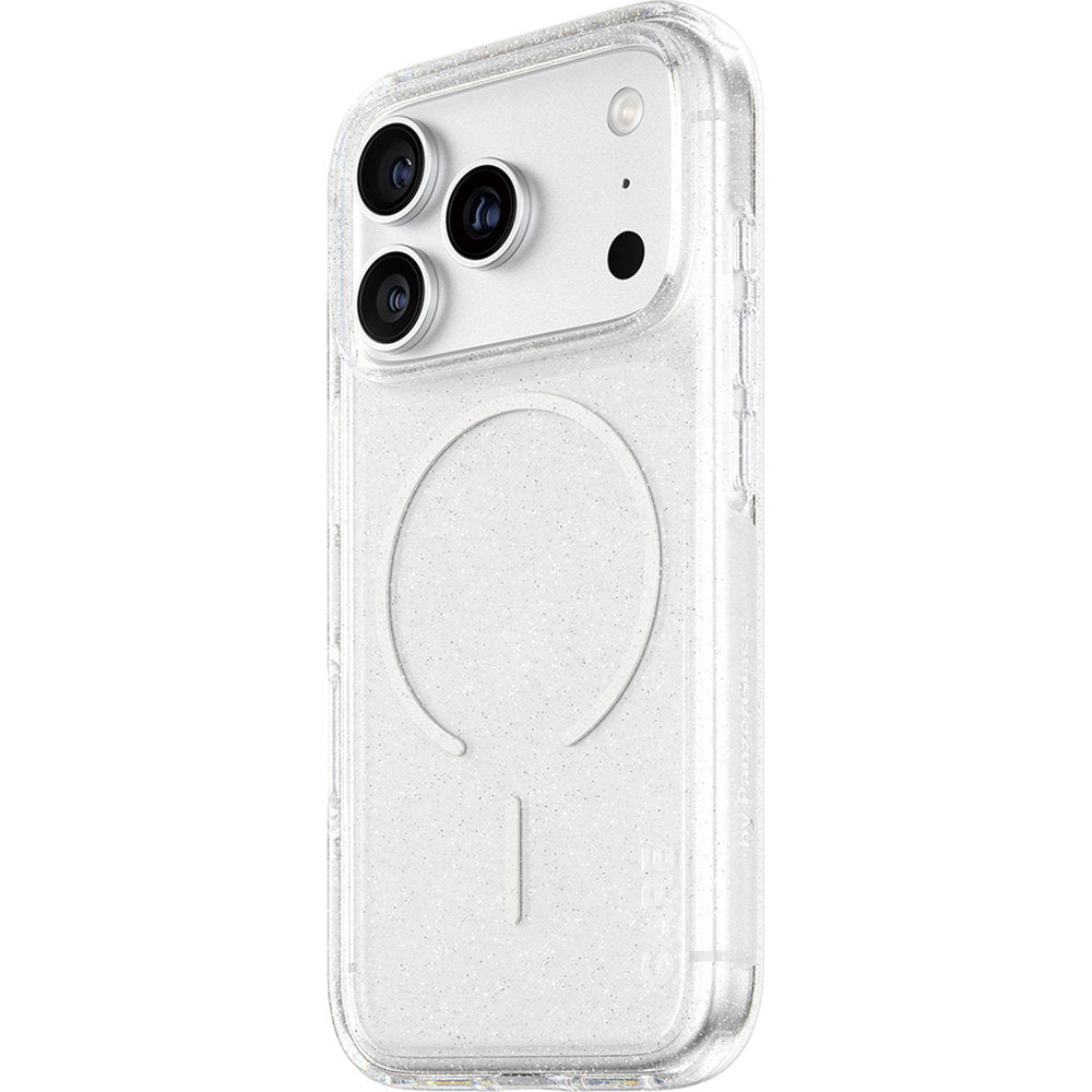 Handyhülle für iPhone 18 Pro / 17 Pro, CARE by PanzerGlass Flagship Star Lit Case mit MagSafe, Transparent mit Glitzer (1/6)