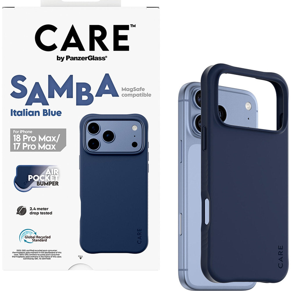 Handyhülle für iPhone 18 Pro Max / 17 Pro Max, CARE by PanzerGlass Samba Case mit MagSafe, Dunkelblau (5/6)