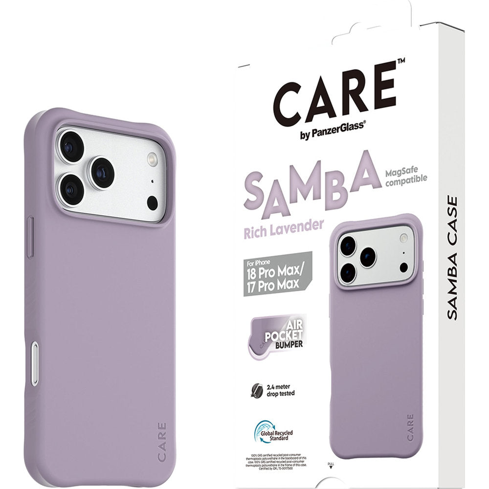 Handyhülle für iPhone 18 Pro Max / 17 Pro Max, CARE by PanzerGlass Samba Case mit MagSafe, Lavendel (6/6)