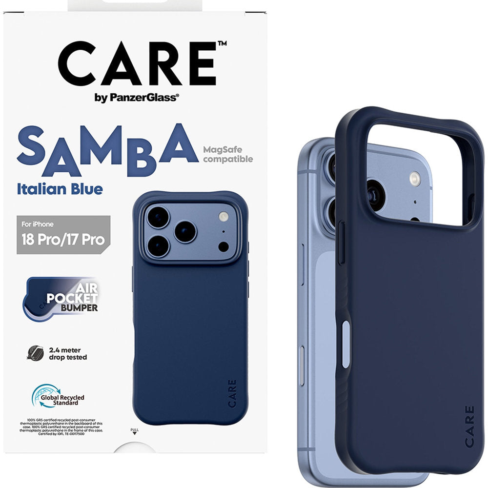 Handyhülle für iPhone 18 Pro / 17 Pro, CARE by PanzerGlass Samba Case mit MagSafe, Dunkelblau (5/6)