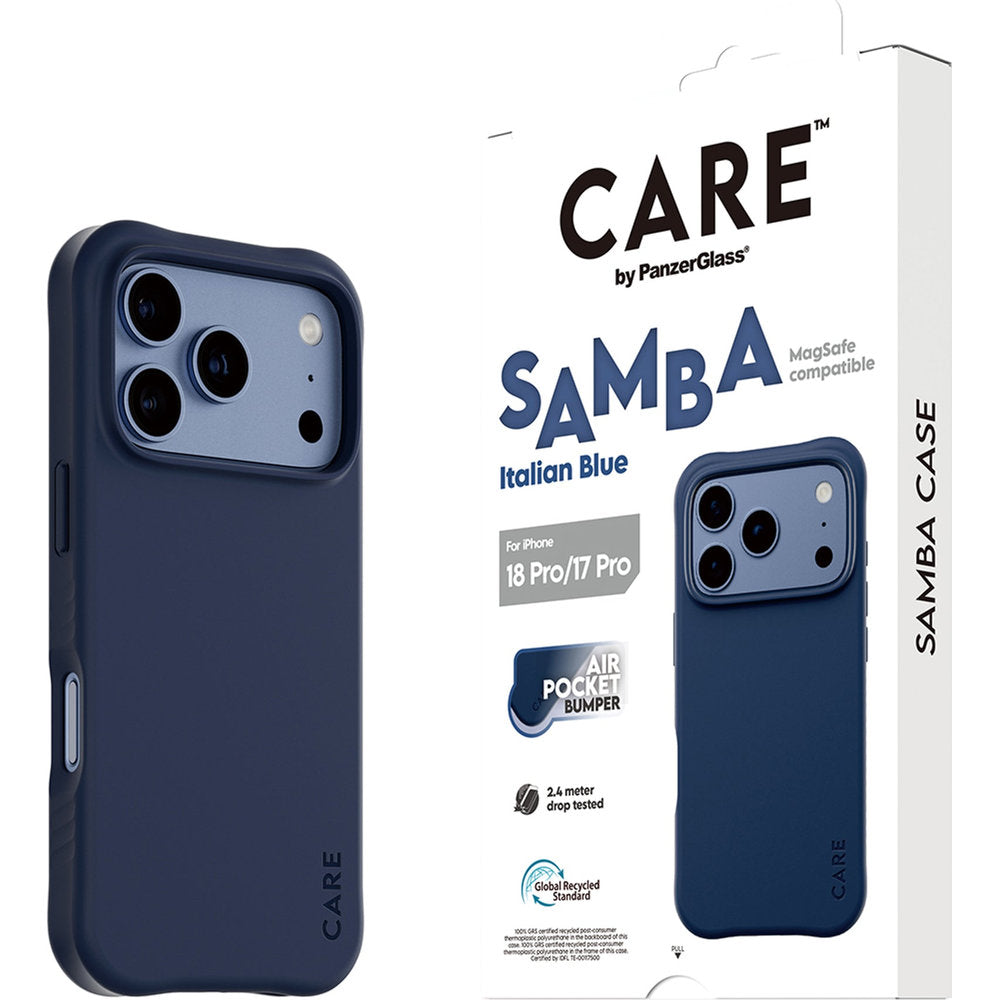 Handyhülle für iPhone 18 Pro / 17 Pro, CARE by PanzerGlass Samba Case mit MagSafe, Dunkelblau (6/6)