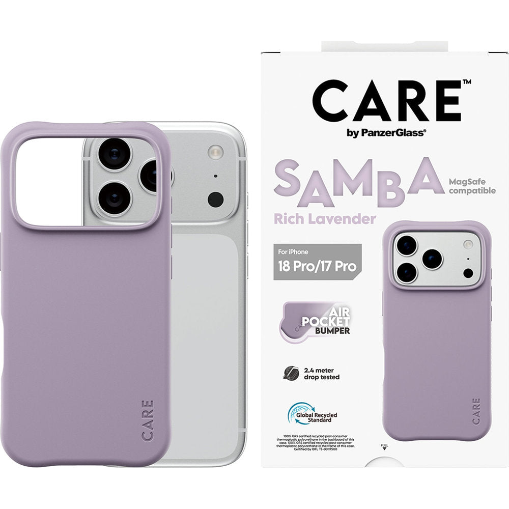Handyhülle für iPhone 18 Pro / 17 Pro, CARE by PanzerGlass Samba Case mit MagSafe, Lavendel (2/6)