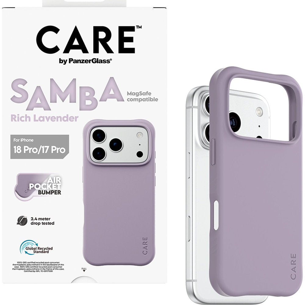 Handyhülle für iPhone 18 Pro / 17 Pro, CARE by PanzerGlass Samba Case mit MagSafe, Lavendel (5/6)