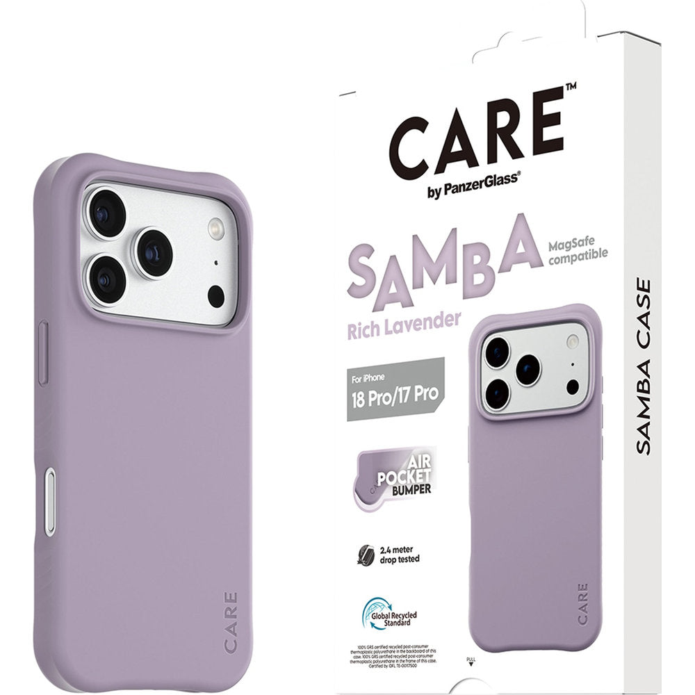 Handyhülle für iPhone 18 Pro / 17 Pro, CARE by PanzerGlass Samba Case mit MagSafe, Lavendel (6/6)