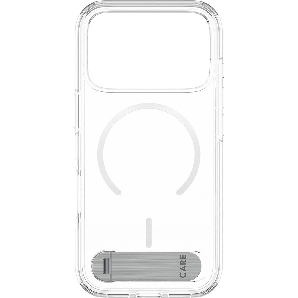 Handyhülle für iPhone 18 Pro / 17 Pro, CARE by PanzerGlass Kickstand Case mit MagSafe, Transparent-Weiß (4/7)