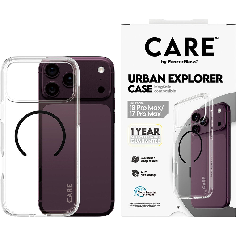 Handyhülle für iPhone 18 Pro Max / 17 Pro Max, CARE by PanzerGlass Urban Explorer Case mit MagSafe, Transparent-Schwarz (2/6)