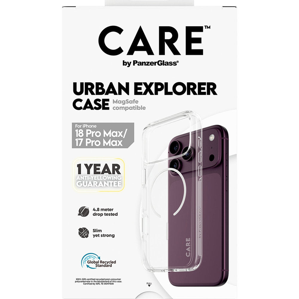 Handyhülle für iPhone 18 Pro Max / 17 Pro Max, CARE by PanzerGlass Urban Explorer Case mit MagSafe, Transparent-Weiß (3/6)