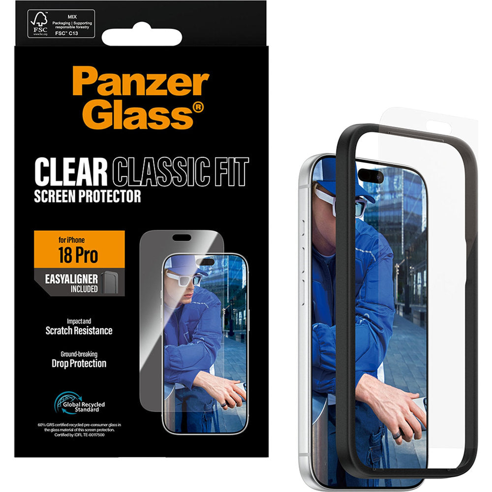Gehärtetes Glas mit Applikator für iPhone 18 Pro, PanzerGlass Classic Fit EasyAligner (5/6)