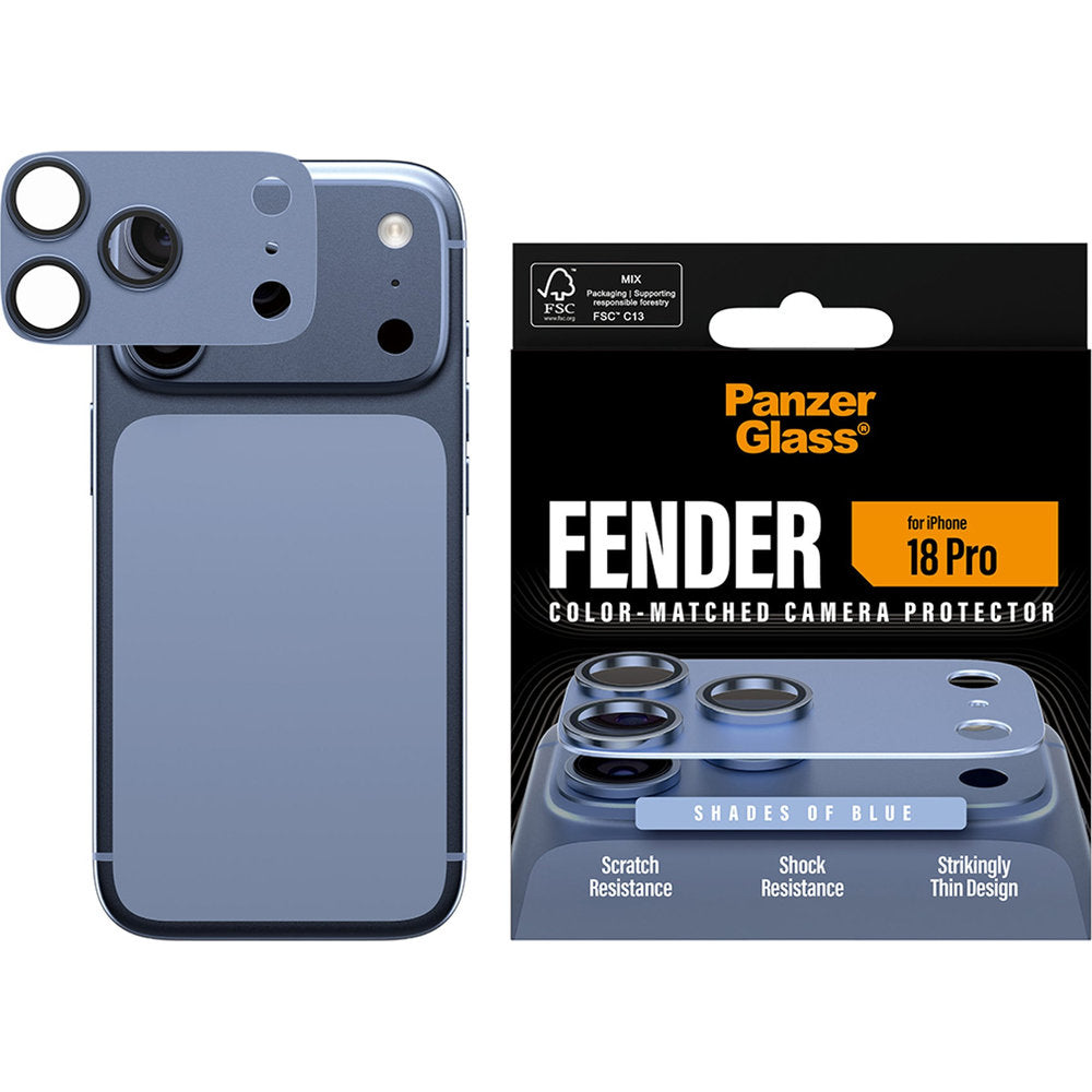 Gehärtetes Glas für die Kamera PanzerGlass Fender Camera Protector für iPhone 18 Pro, Blau (2/6)
