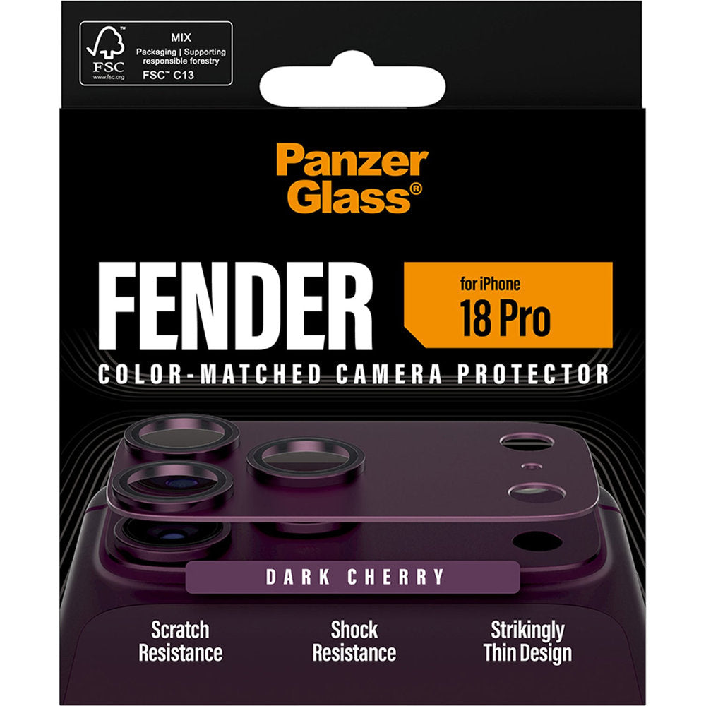 Gehärtetes Glas für die Kamera PanzerGlass Fender Camera Protector für iPhone 18 Pro, Kirschrot (3/6)