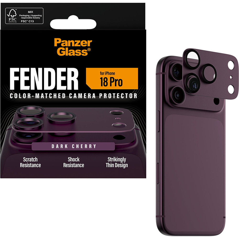 Gehärtetes Glas für die Kamera PanzerGlass Fender Camera Protector für iPhone 18 Pro, Kirschrot (5/6)