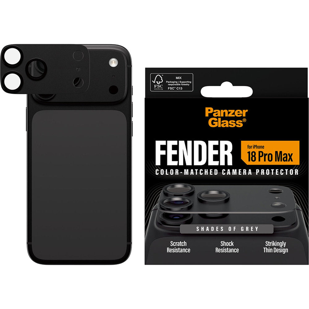 Gehärtetes Glas für die Kamera PanzerGlass Fender Camera Protector für iPhone 18 Pro Max, Dunkelgrau (2/6)