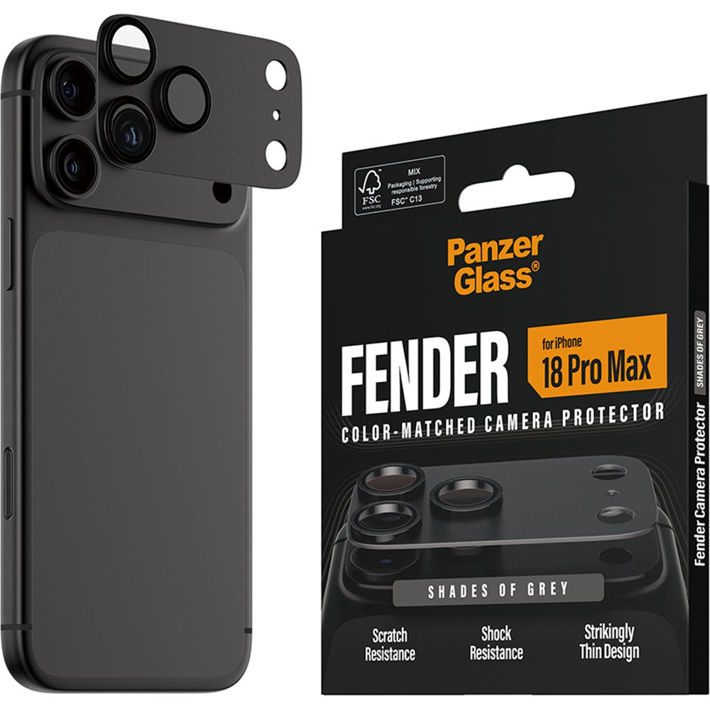Gehärtetes Glas für die Kamera PanzerGlass Fender Camera Protector für iPhone 18 Pro Max, Dunkelgrau (6/6)