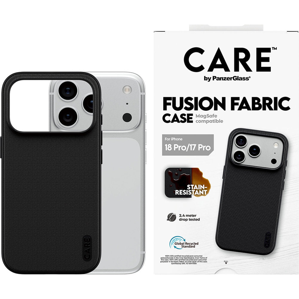 Handyhülle für iPhone 18 Pro / 17 Pro, PanzerGlass Fusion Fabric Case, Schwarz (2/6)