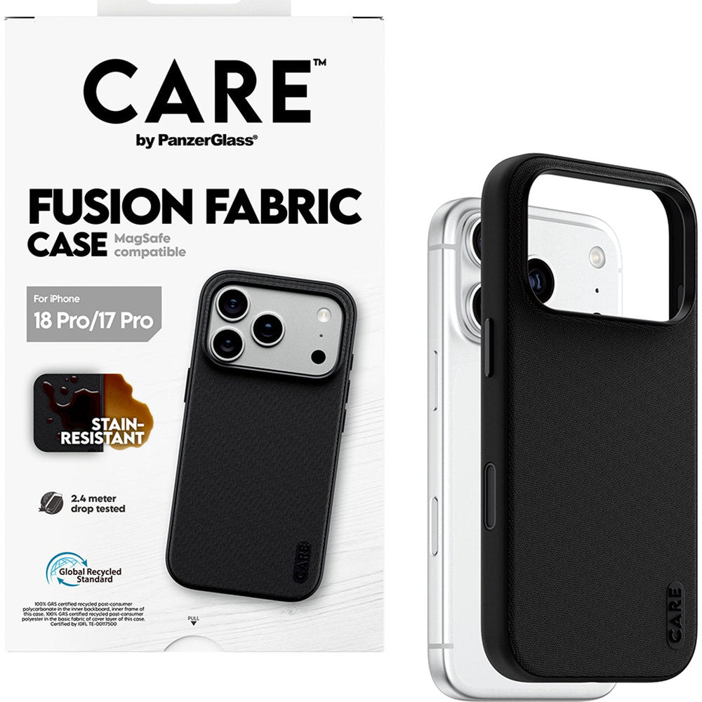 Handyhülle für iPhone 18 Pro / 17 Pro, PanzerGlass Fusion Fabric Case, Schwarz (5/6)