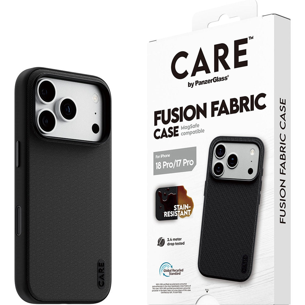 Handyhülle für iPhone 18 Pro / 17 Pro, PanzerGlass Fusion Fabric Case, Schwarz (6/6)